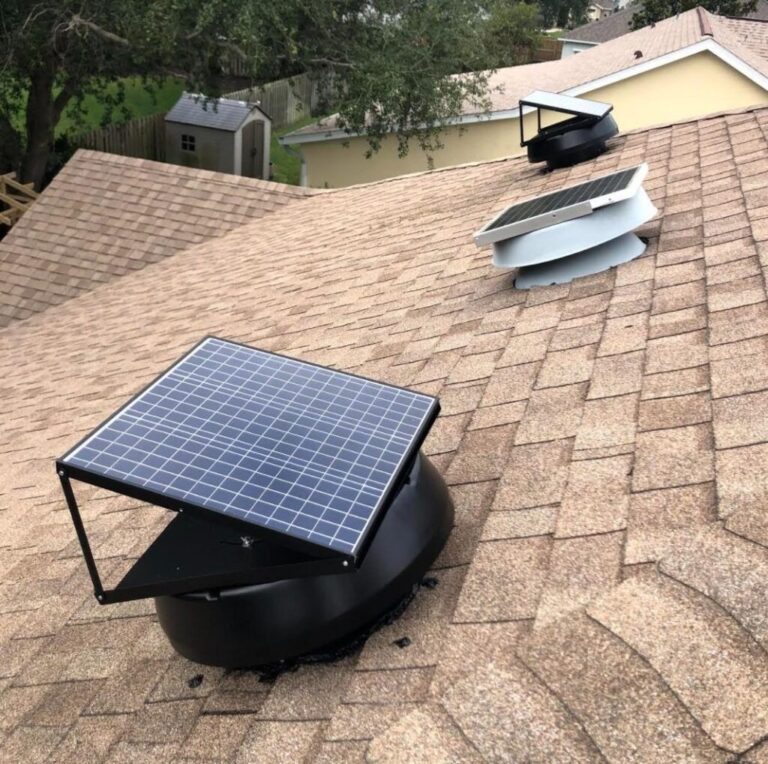 Solar panels on brown roof